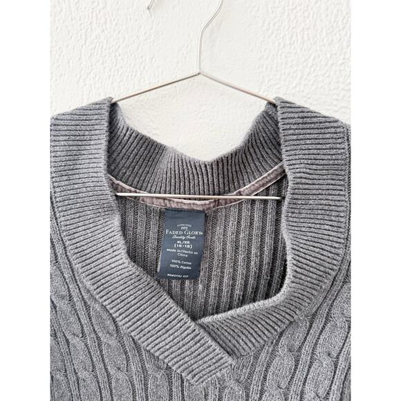 Faded Glory Gray Light Sweater with Cableknit Design - Size XL (Teen) - Picture 2 of 5